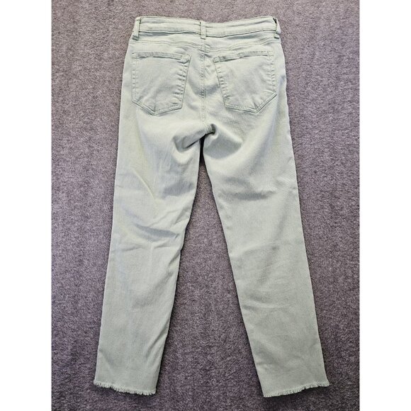 Kut From The Kloth Jeans Size 4 Green Amy Crop Straight Leg Raw Hem - Picture 2 of 9